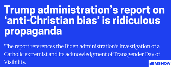 A screenshot of MS NOW with the headline, 