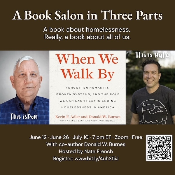 An image offering registration information for the When We Walk By book salon.
