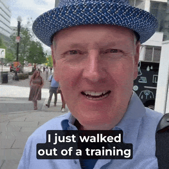 A GIF of Doug in DC speaking in between DCCC meetings and trainings with candidates to flip the House blue.