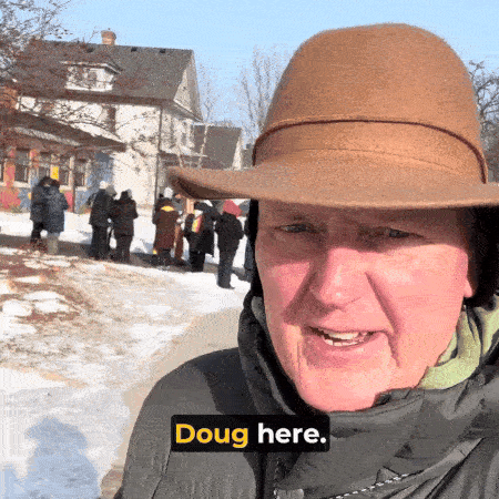 A GIF of a YouTube short of Doug Pagitt describing being on the ground in Minneapolis protecting churchgoers who are frequently targeted by ICE.