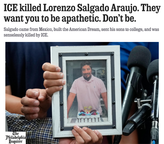 A screenshot from an article in The Philadelphia Inquirer with the headline, 