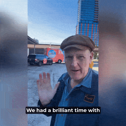  A GIF of Doug Pagitt sharing plans for the bus tour before departing Chicago.