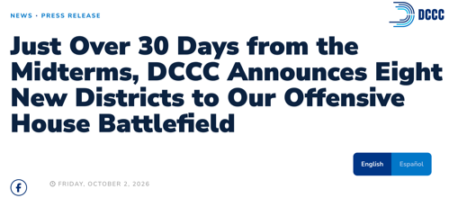 A screenshot of a press release from the DCCC with the headline, 