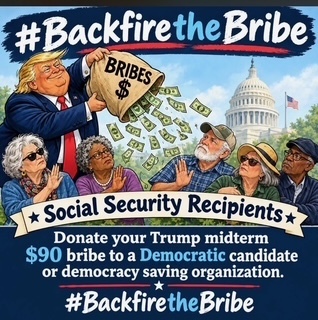 A graphic featuring the #BackfiretheBribe movement.