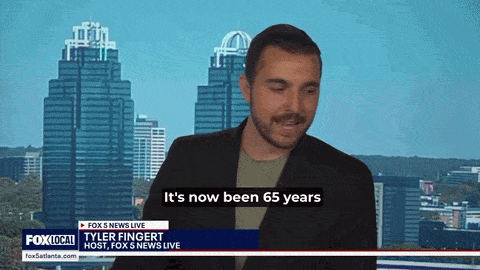 A GIF of a Fox 5 Atlanta news report about the Freedom Rides, featuring Hank Thomas.