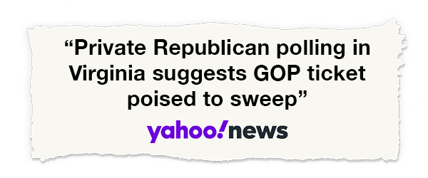 'Private Republican polling in Virginia suggests GOP ticket poised to sweep'  - Yahoo