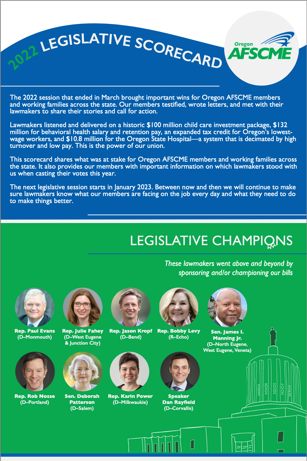 2022 Legislative Scorecard | Oregon AFSCME 2022 Legislative Scorecard | Oregon AFSCME