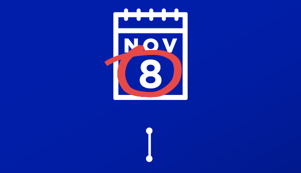 A calendar with November 8 circled