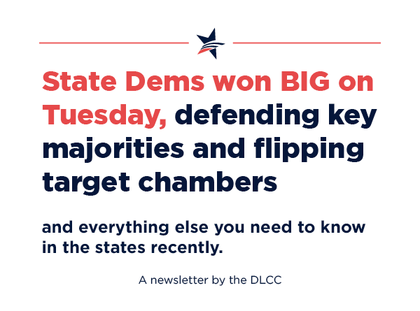 State Dems won BIG on Tuesday, defending key majorities and flipping target chambers… and everything else you need to know in the states recently.