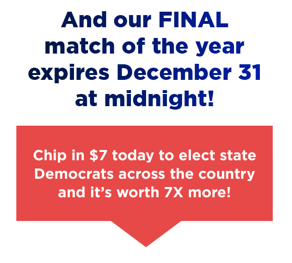 Chip in a 7X-matched gift today to help elect state Democrats and defeat MAGA Republicans who go against our work: