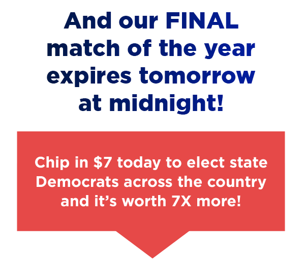 Chip in a 7X-matched gift today to help elect state Democrats and defeat MAGA Republicans who go against our work: