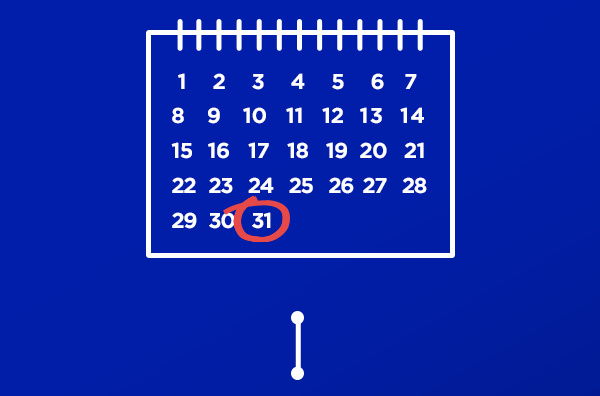 Calendar with January 31st circled