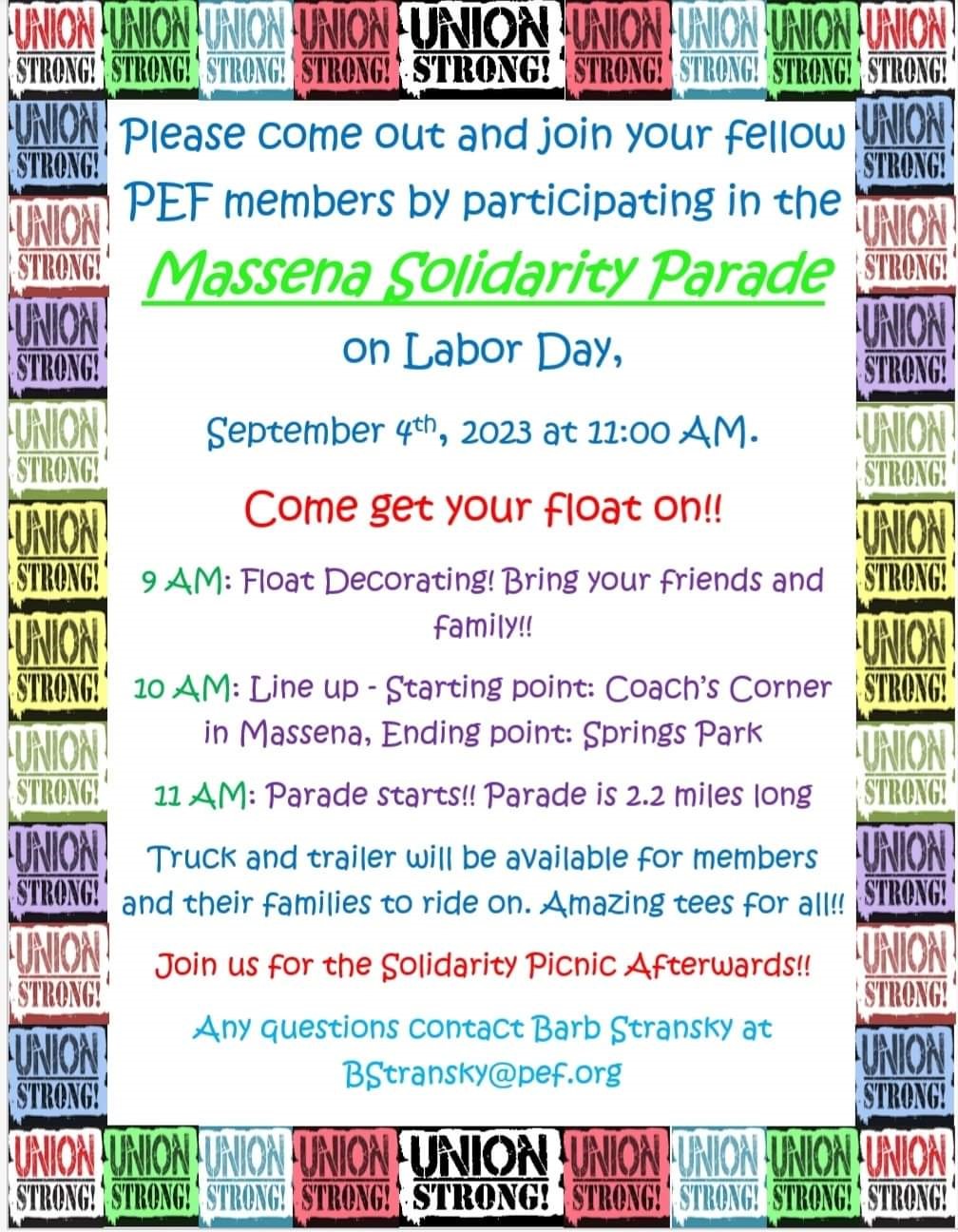 PEF pride will be on display this Labor Day! - PEF Communicator