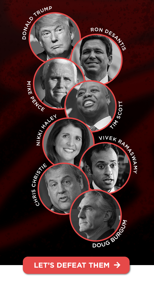 [black and white photos of the candidates on alternating sides of the graphic]
