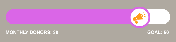 Monthly donors: 38 Goal: 50