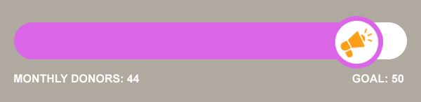 Monthly donors: 44 Goal: 50