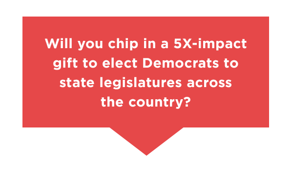                           Will you chip in a 5X-impact gift to elect Democrats to state legislatures across the country?                           