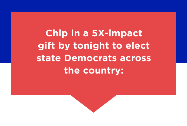 Chip in a 5X-impact gift before tonight at midnight to elect state Democrats across the country: