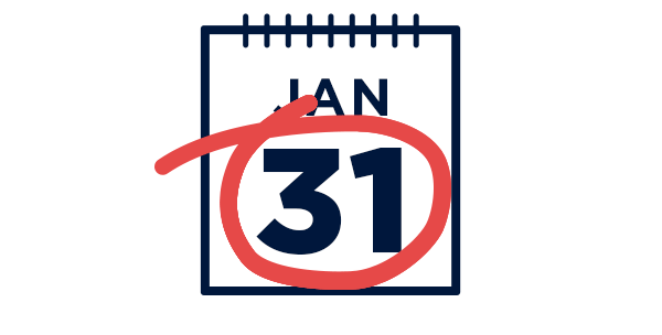 Calendar with January 31st circled