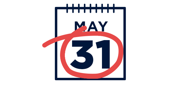 Calendar with May 31st circled