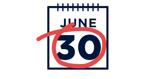 Calendar with June 30th circled