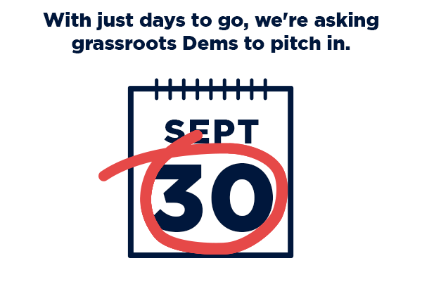 [Donate $7 ($21 impact!) →]                          With just days to go, we're pacing behind our goal:                          [September 30th circled calendar page]                          